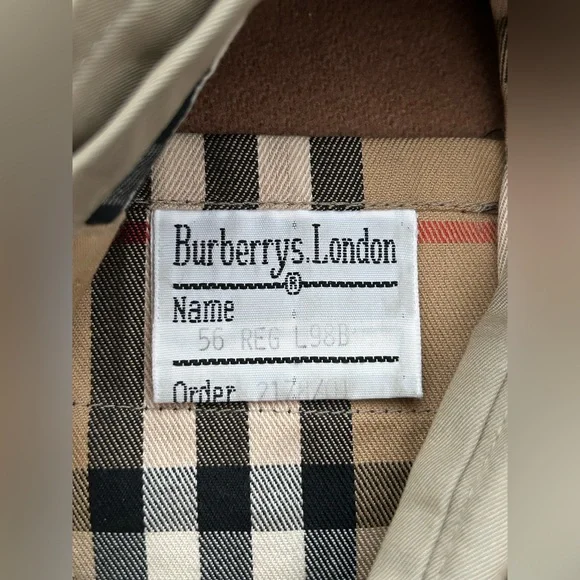 Vintage Burberry Classic House Check Lined Trench Coat with Extra Wool Liner 56R - Picture 9 of 13